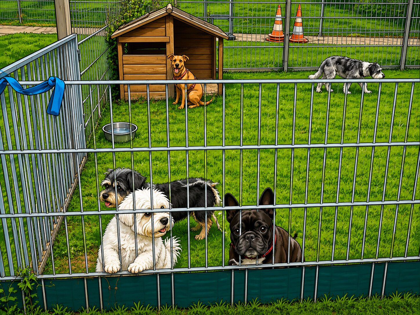 Hunde im Freilauf auf dem Gelände des Hundehotel Wegberg