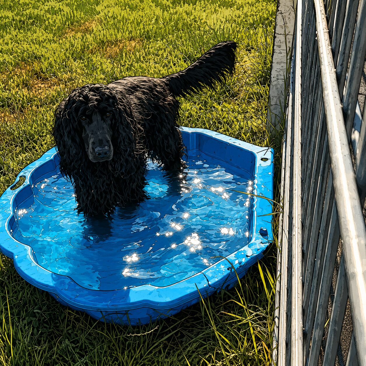 Hunde toben ausgelassen auf der Wiese des Hundehotel Wegberg